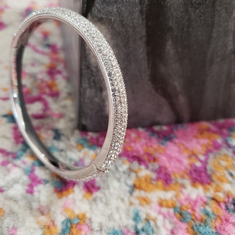 Silver plated Rhinestone bangle - Picture 3 of 5